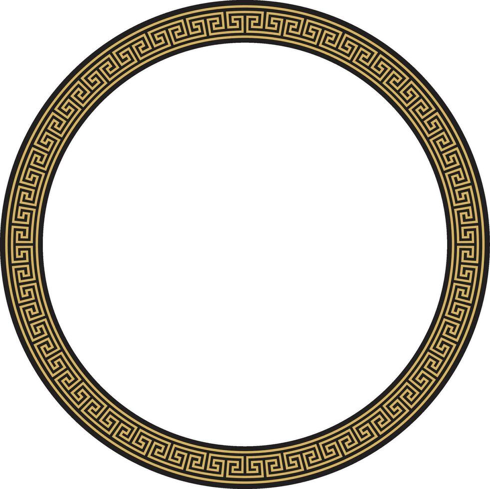 vecteur rond d'or et noir classique Cadre. grec méandre. motifs de Grèce et ancien Rome. cercle européen frontière
