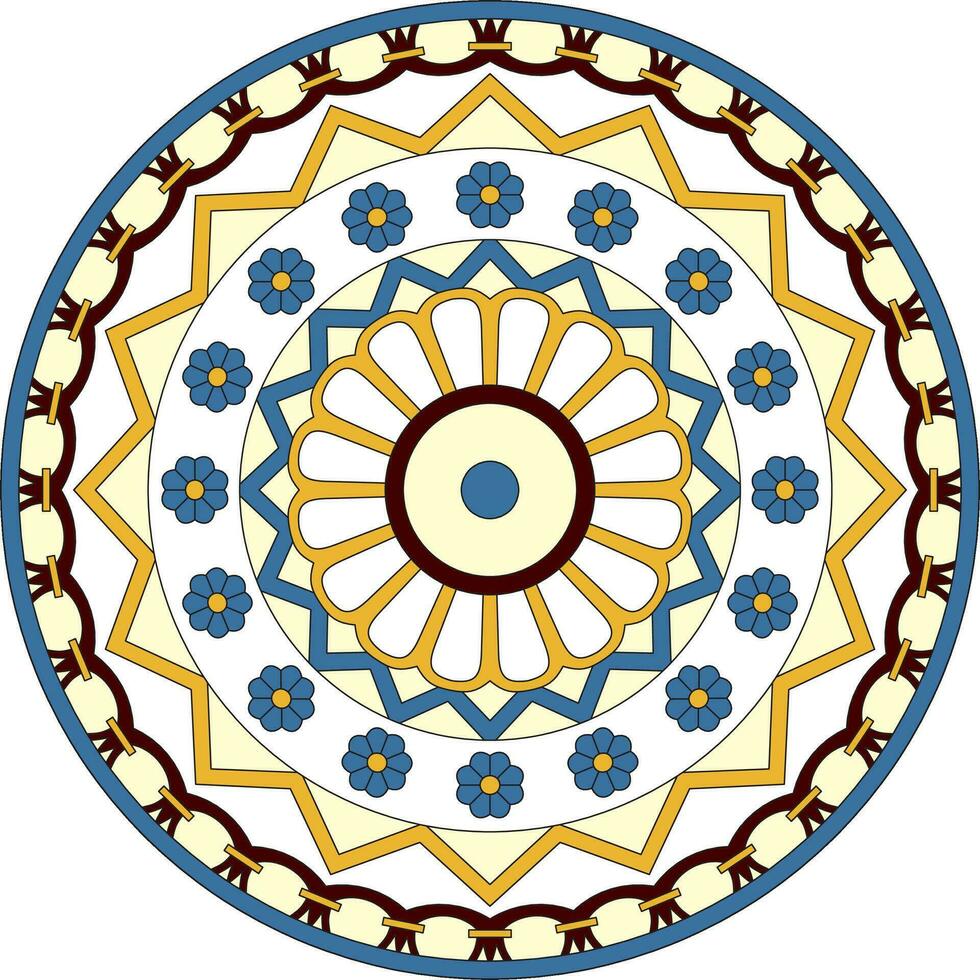 vecteur coloré rond ancien persan ornement. nationale iranien cercle de ancien civilisation