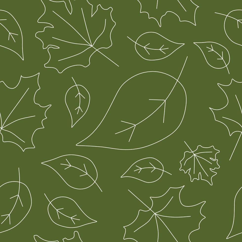 sans couture linéaire modèle avec feuilles. vecteur feuillage Contexte. Couleur illustration pour textile, emballage papier, bannière, imprimer, coloré fond d'écran, chiffon. érable et bois de bouleau feuilles modèle.