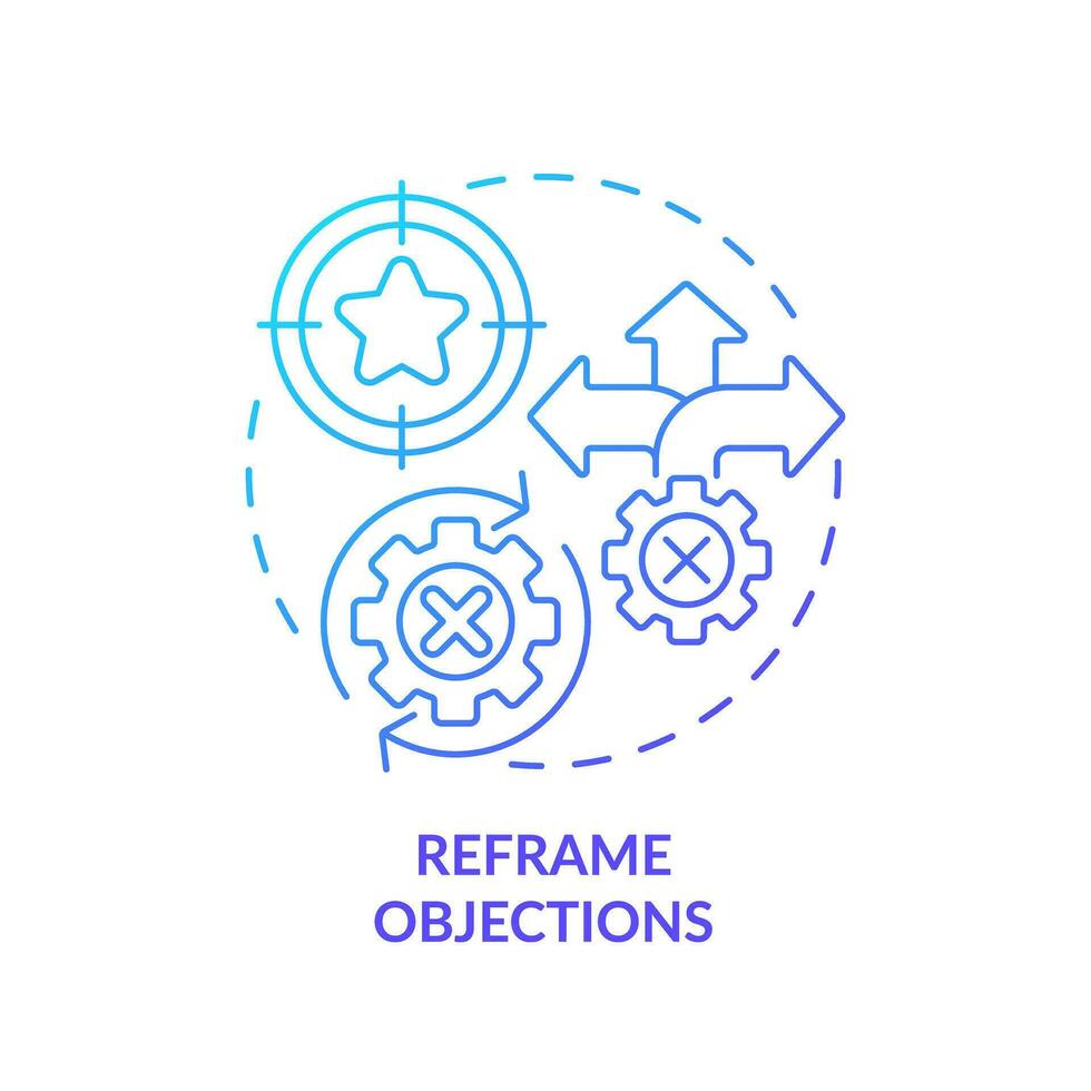 recadrer objections bleu pente concept icône. produit avantages. fournir information. Ventes technique. vente stratégie. rond forme ligne illustration. abstrait idée. graphique conception. facile à utilisation vecteur