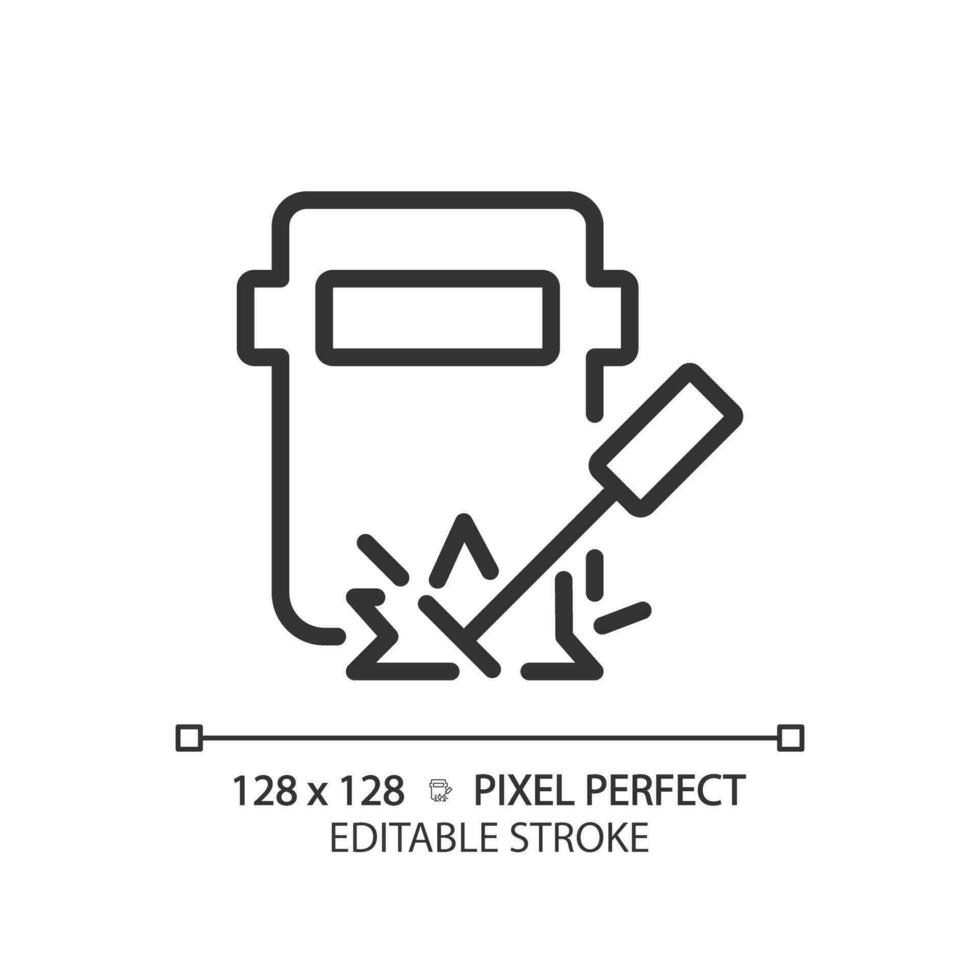 soudage pixel parfait linéaire icône. chemin de fer Piste entretien. wagon réparation. fabrication ingénierie. mince ligne illustration. contour symbole. vecteur contour dessin. modifiable accident vasculaire cérébral