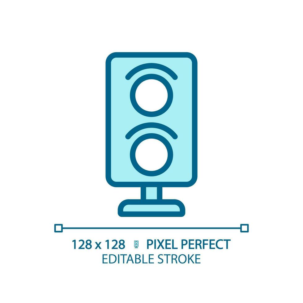 chemin de fer signalisation pixel parfait bleu rgb Couleur icône. circulation lumière système. Infrastructure contrôle. chemin de fer sémaphore. isolé vecteur illustration. Facile rempli ligne dessin. modifiable accident vasculaire cérébral