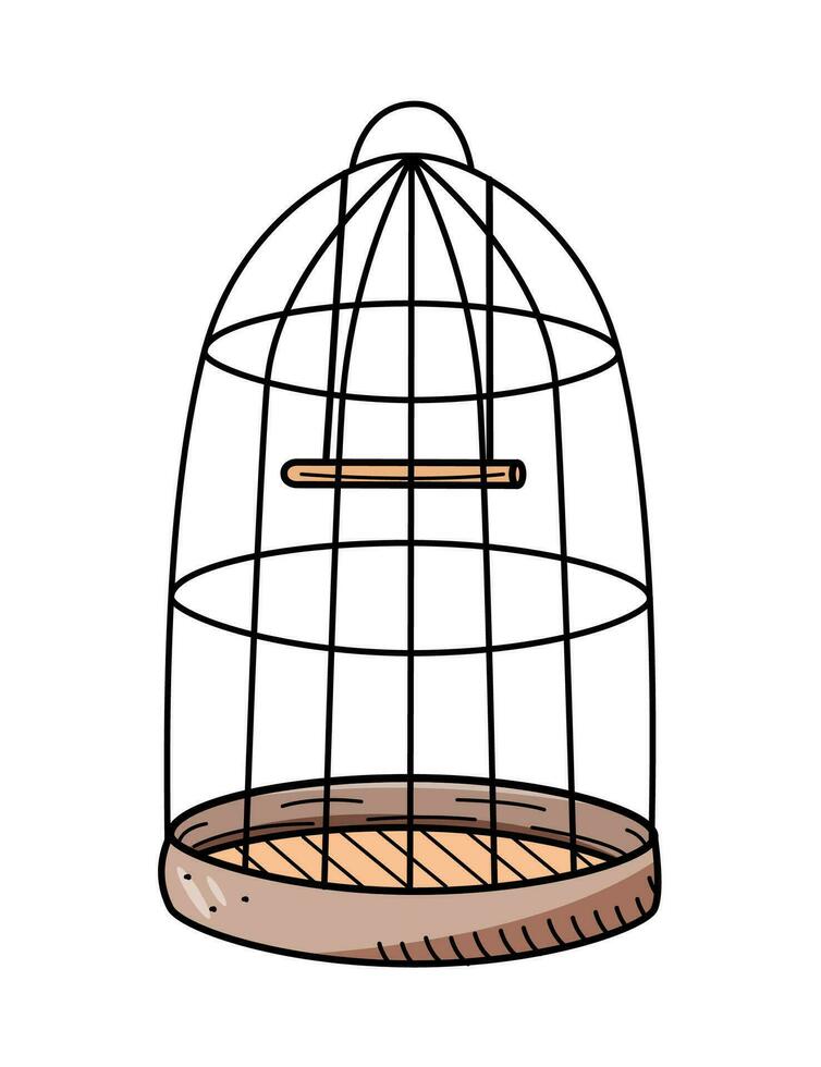 une cage pour une perroquet ou national des oiseaux. vecteur griffonnage illustration de une cage pour en gardant des oiseaux dans le maison.