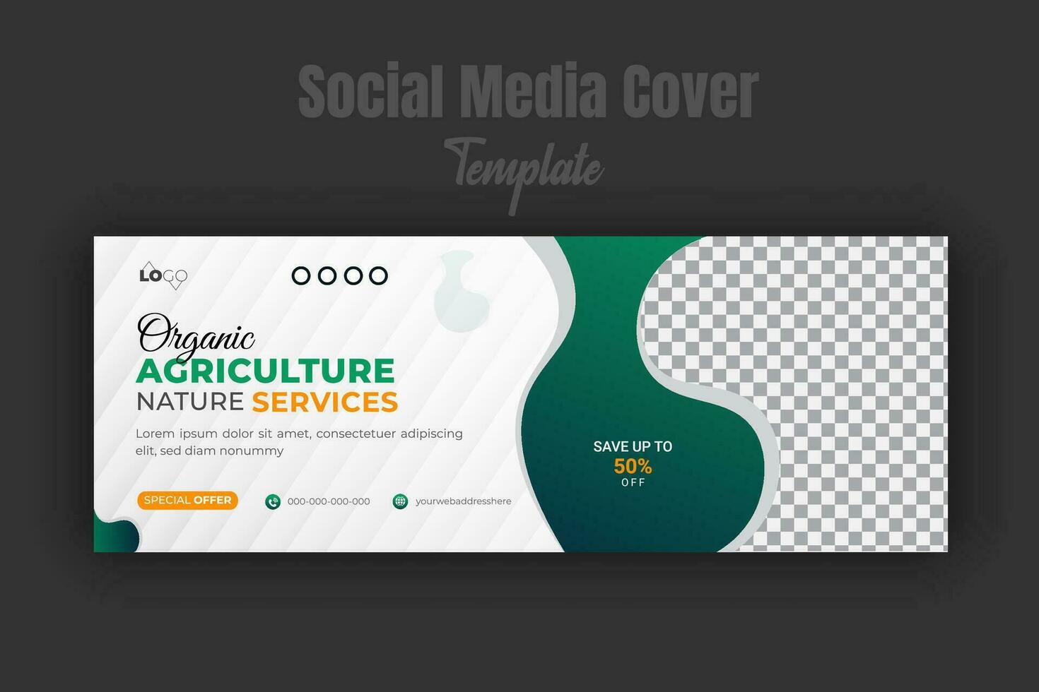 biologique nourriture et agriculture, aménagement paysager, jardinage, agro ferme prestations de service social médias Publier conception pour agriculture promotion sur chronologie couverture ou la toile bannière modèle prospectus polyvalent utilisé vecteur