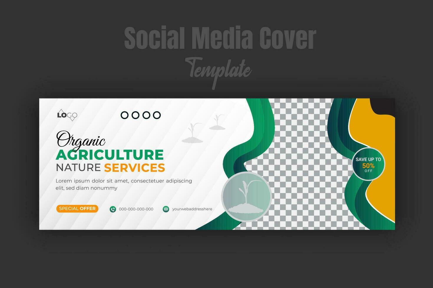 agriculture et agriculture un service social médias couverture ou Publier et la toile bannière conception modèle avec géométrique vert pente Couleur formes vecteur