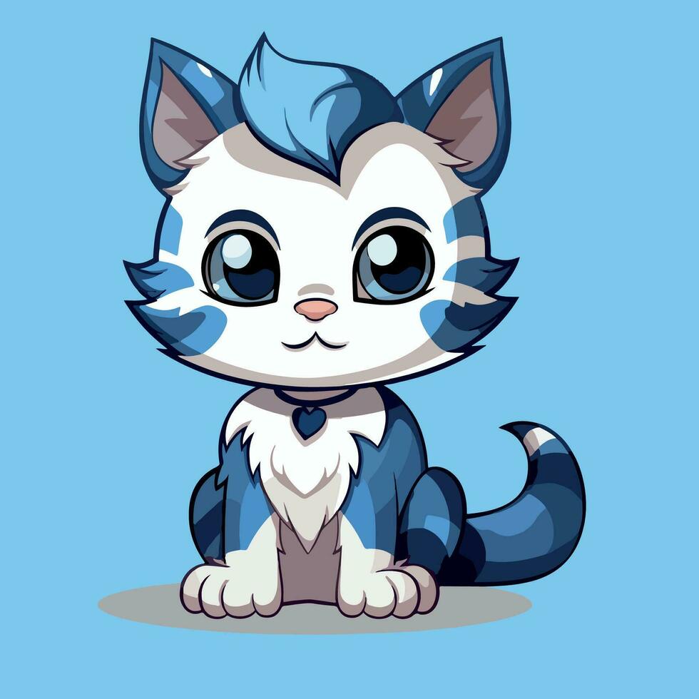 illustration de mignonne chat kawaii chibi style dessin animé personnages vecteur isolé