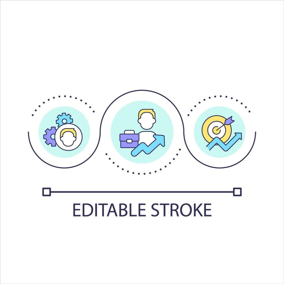 carrière croissance boucle concept icône. professionnel progression planifier. emploi développement. conduire travail Succès abstrait idée mince ligne illustration. isolé contour dessin. modifiable accident vasculaire cérébral vecteur