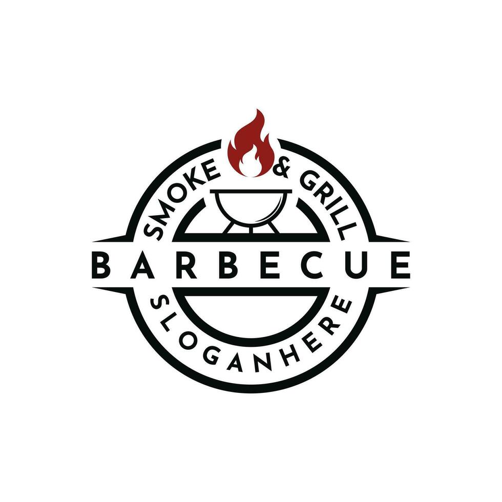 un barbecue gril logo conception ancien rétro rustique vecteur