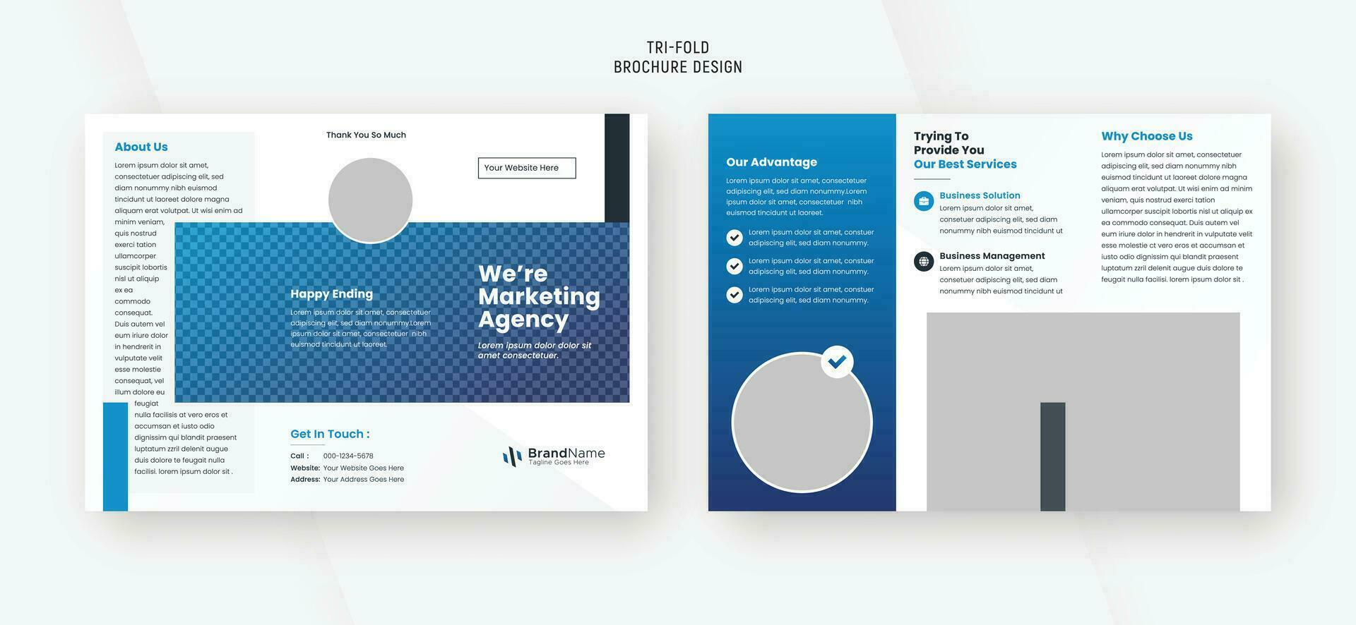 Créatif commercialisation agence à trois volets brochure entreprise profil brochure conception vecteur