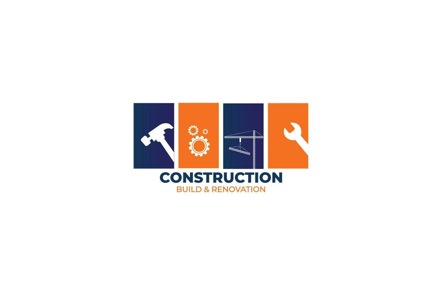 construction logo avec bâtiments et éléments vecteur