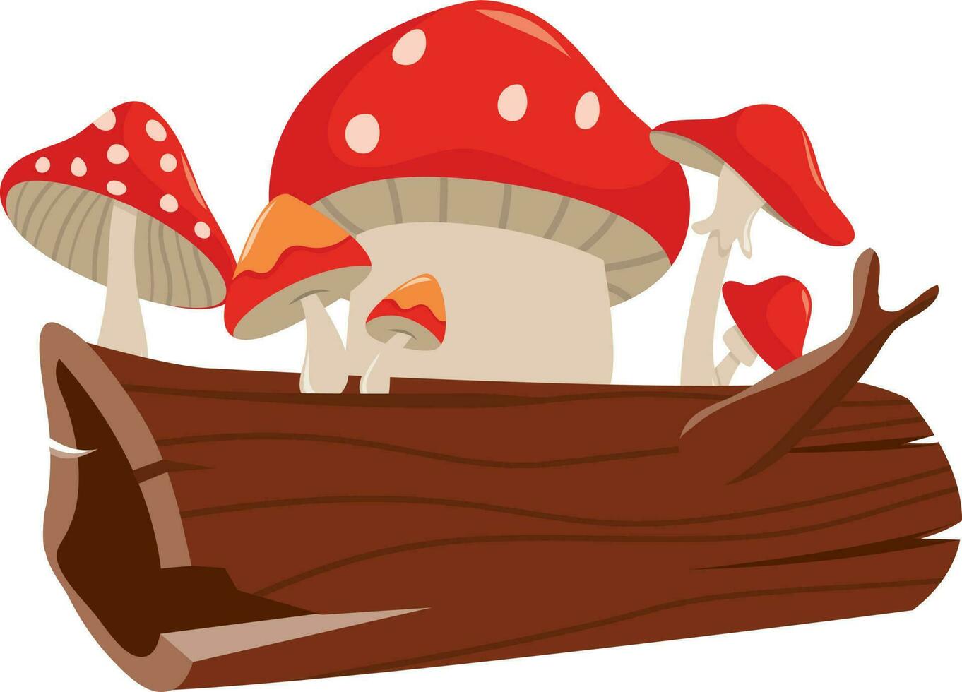 dessin animé champignons bois souche vecteur
