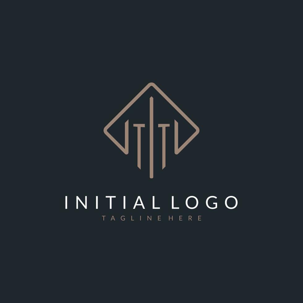 tt initiale logo avec incurvé rectangle style conception vecteur