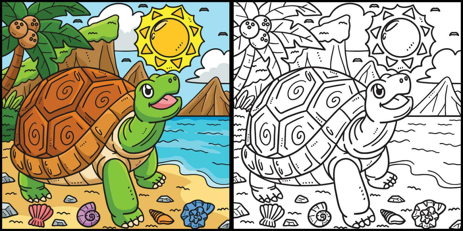 été tortue en jouant coloration page illustration vecteur