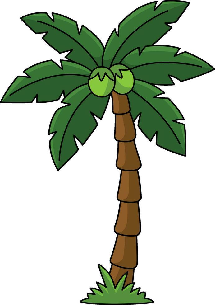 noix de coco arbre dessin animé coloré clipart illustration vecteur