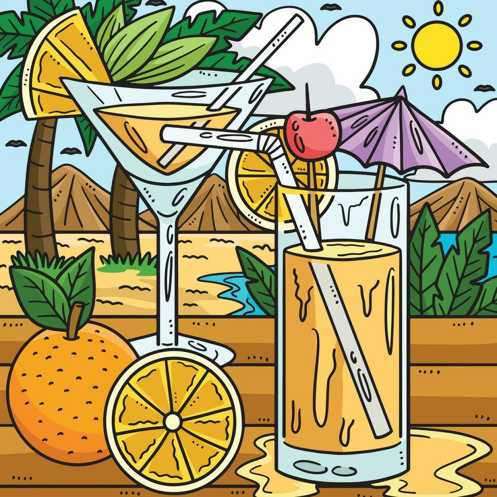 été cocktail sur le plage coloré dessin animé vecteur