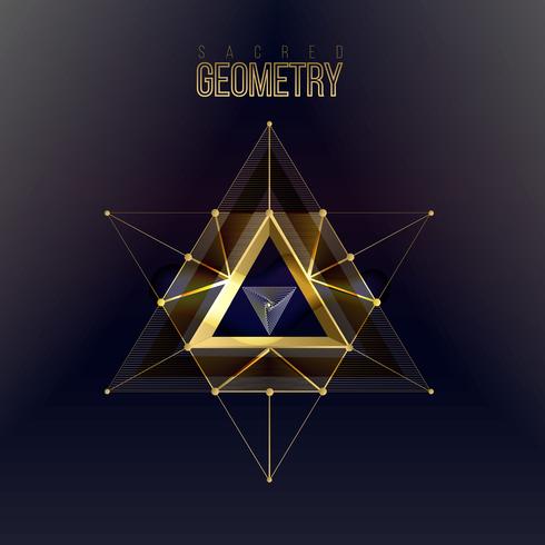 Géométrie sacrée isolée des formes d'or sur fond de couleur sombre vecteur