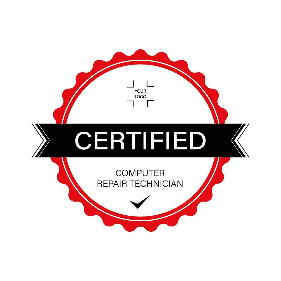 professionnel rond certificat de ordinateur réparation technicien vecteur