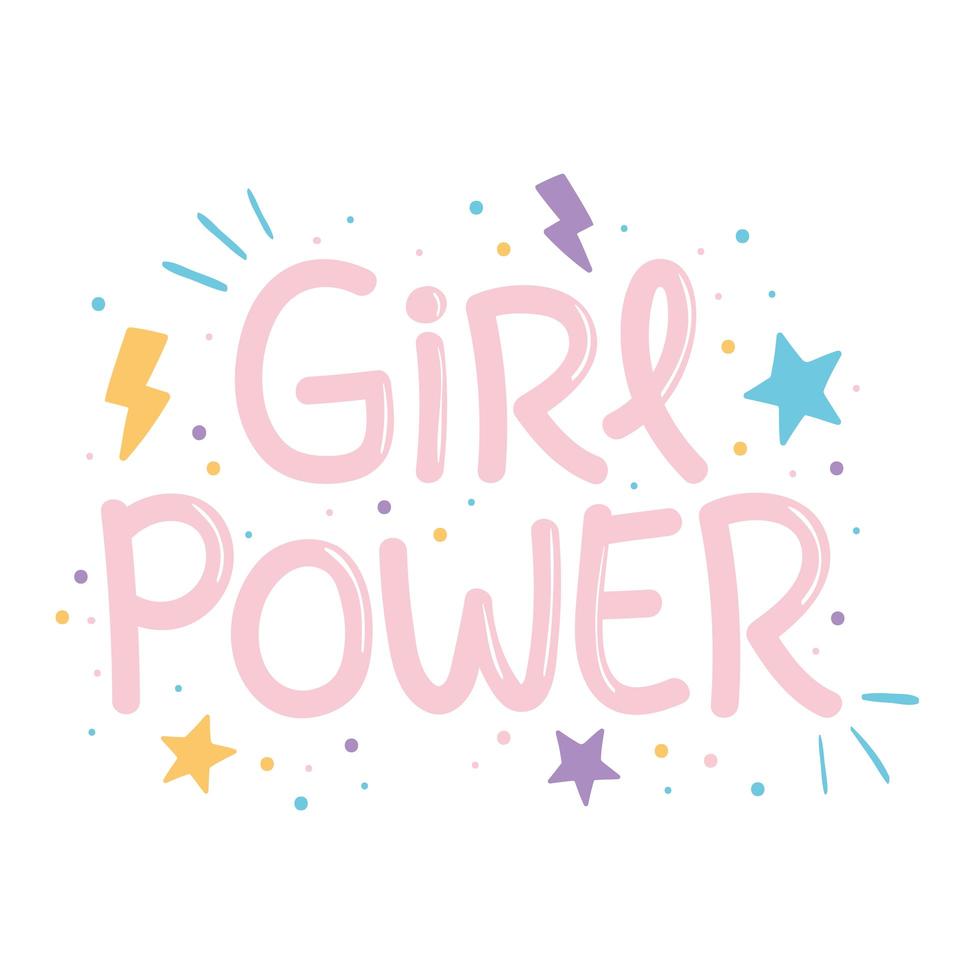 girl power lettrage de motivation dessiné à la main vecteur