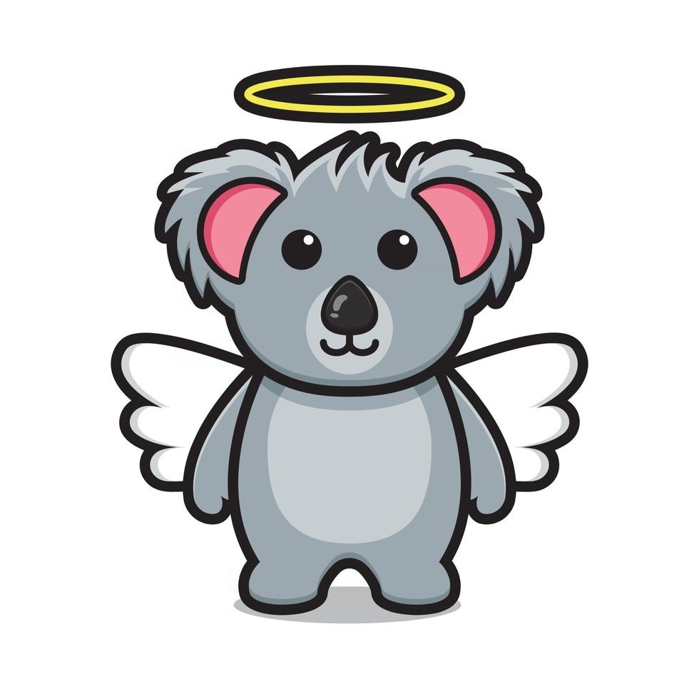 mignon, koala, ange, mascotte, caractère, dessin animé, vecteur, icône, illustration vecteur