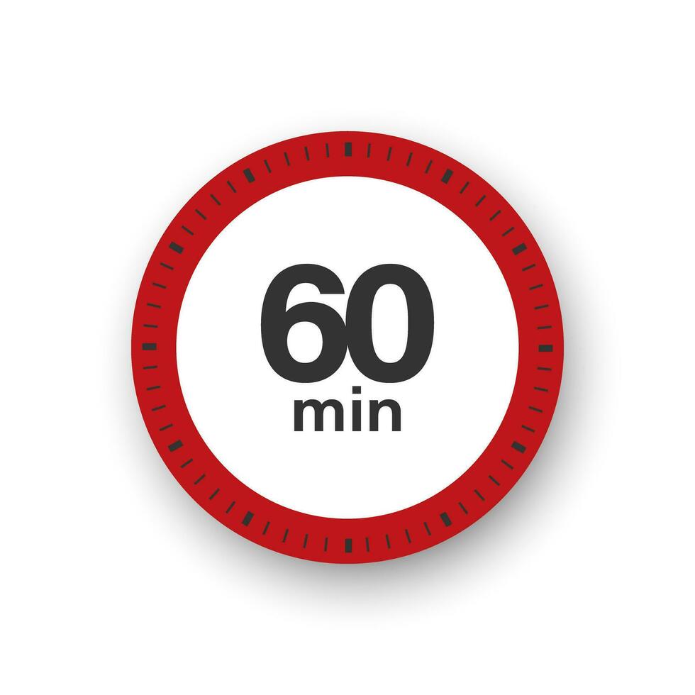 60 minutes minuteur. chronomètre symbole dans plat style. modifiable isolé vecteur illustration.