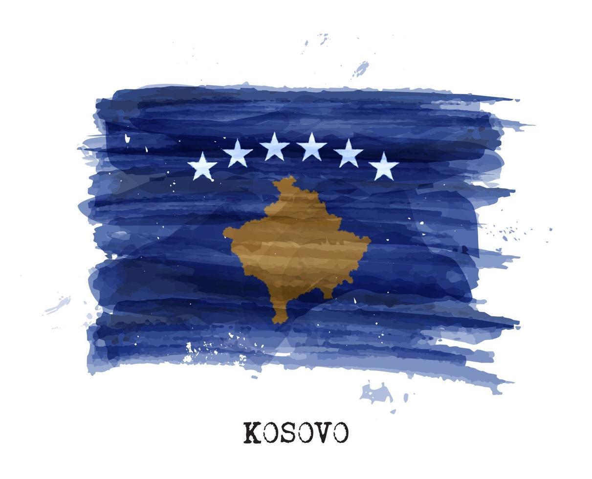 drapeau de peinture à l'aquarelle réaliste du kosovo. vecteur. vecteur