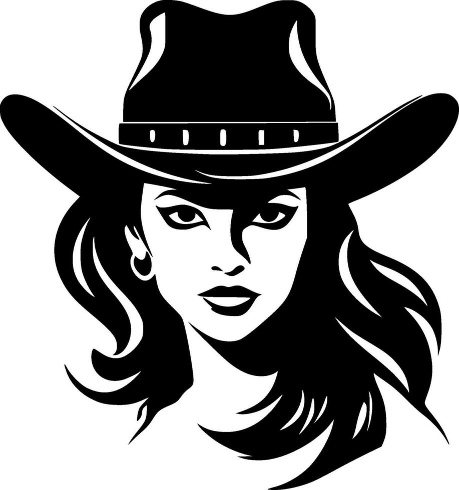 cow-girl, noir et blanc vecteur illustration