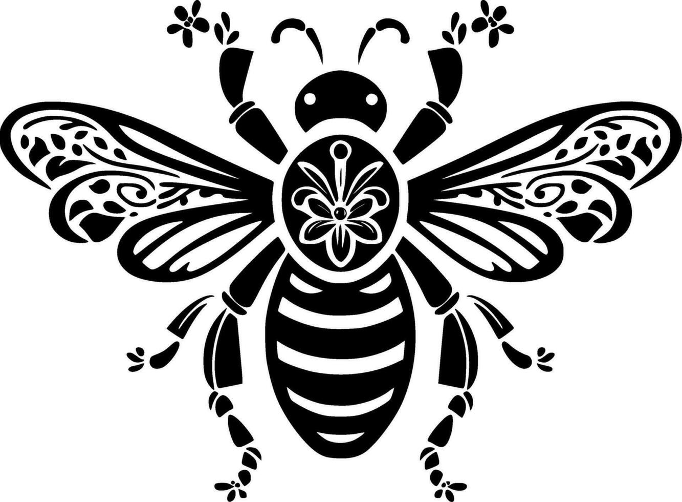 abeille - noir et blanc isolé icône - vecteur illustration