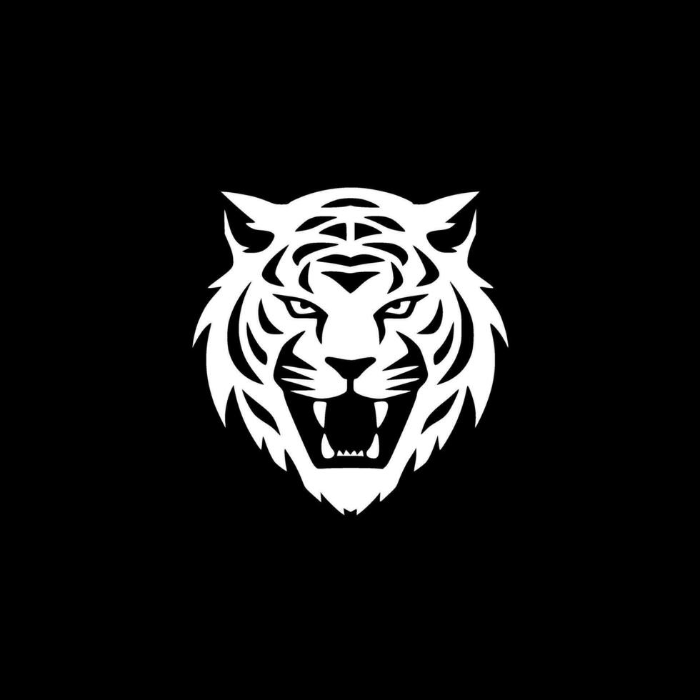 tigre - noir et blanc isolé icône - vecteur illustration