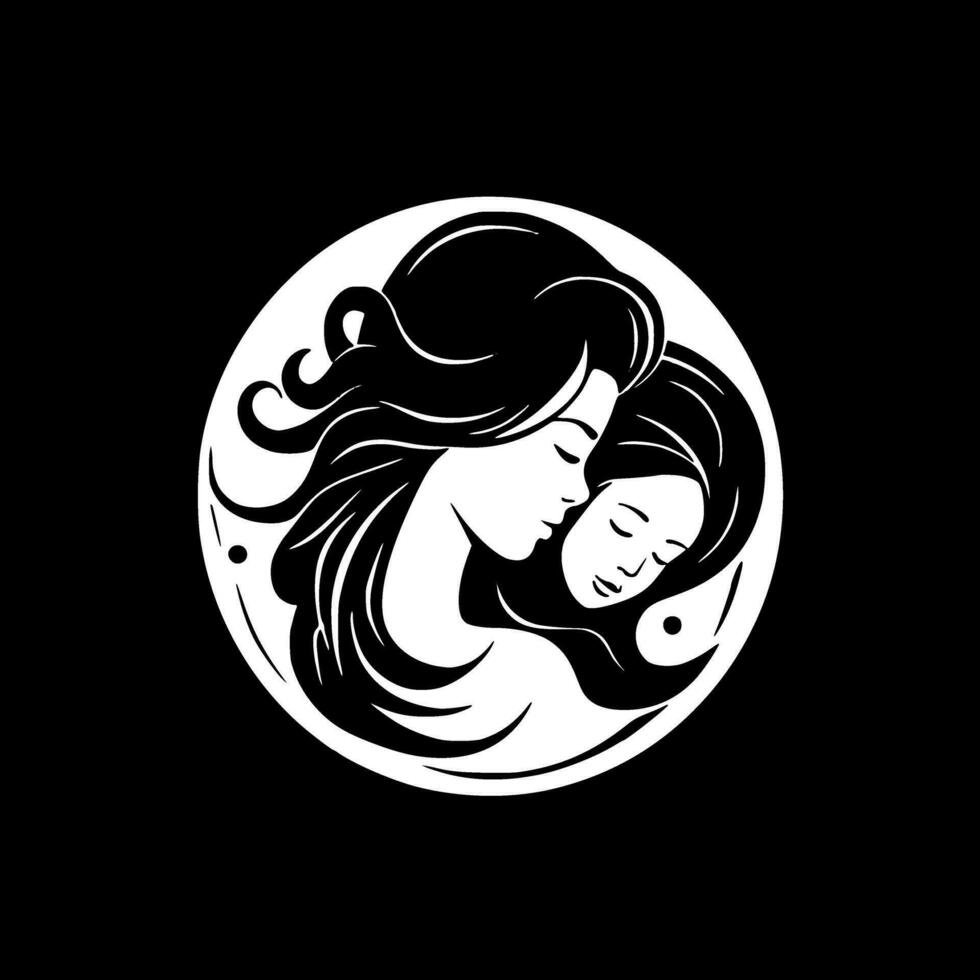 maman - noir et blanc isolé icône - vecteur illustration