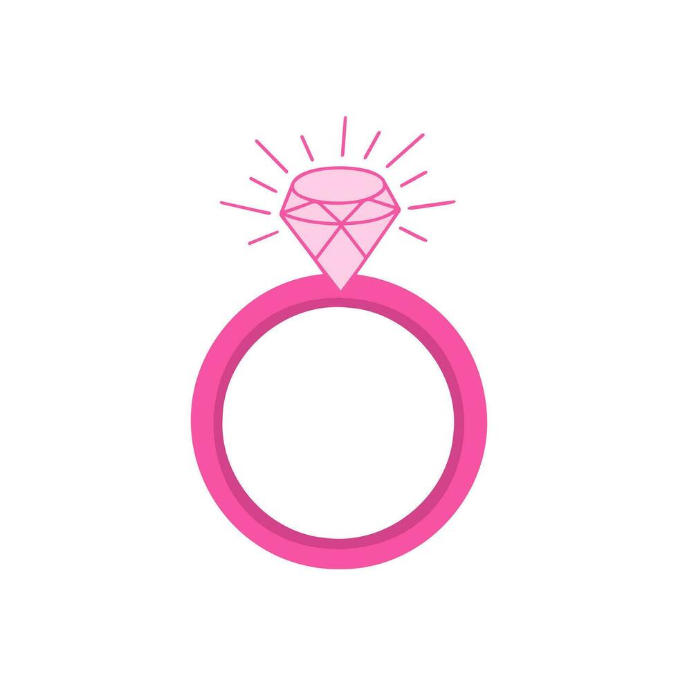 bague avec diamant, mariage, rose poupée anneau. illustration pour impression, arrière-plans et emballage. image pouvez être utilisé pour salutation cartes, affiches et autocollants. isolé sur blanc Contexte. vecteur