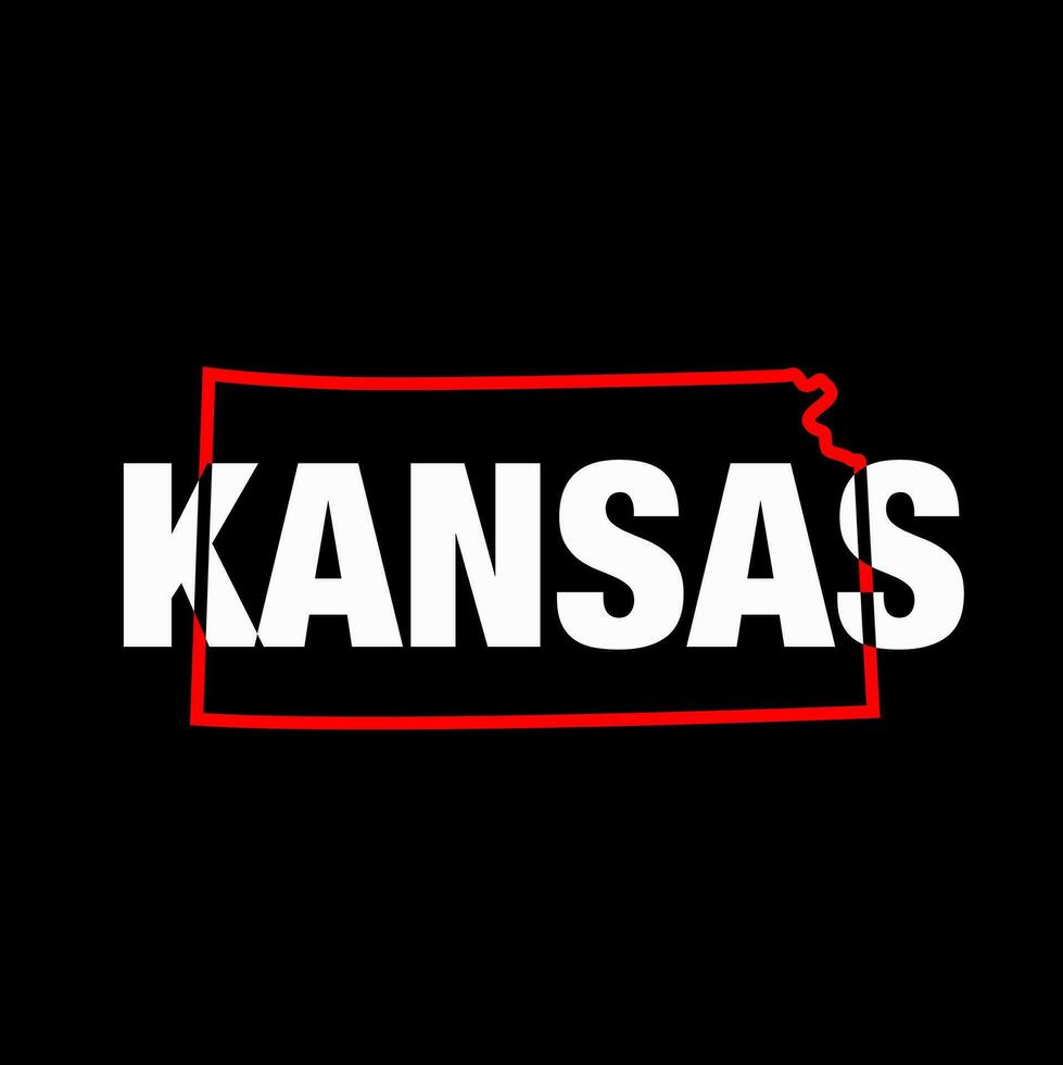 Kansas carte typographie vecteur illustration. Kansas Etat carte