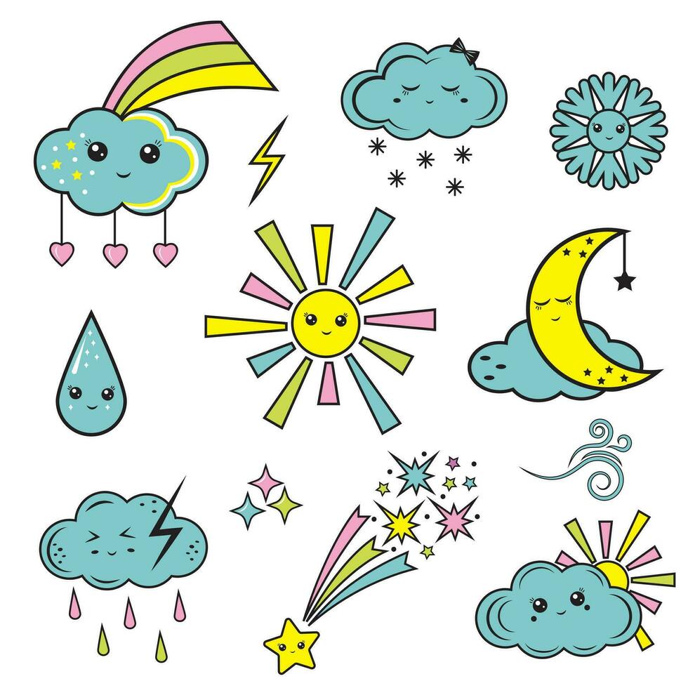 temps symboles météorologique panneaux, vecteur Couleur des illustrations