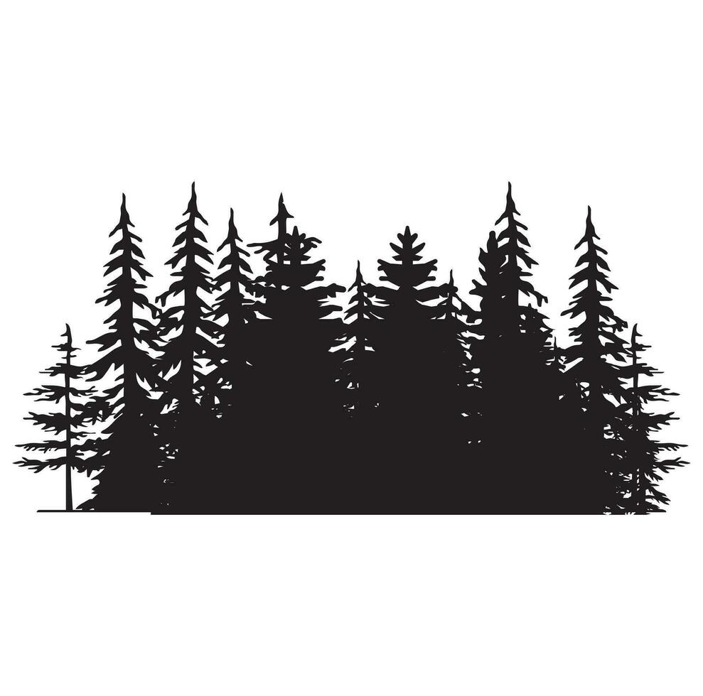 arbres vintage et silhouettes de forêts définies dans une illustration vectorielle isolée de style monochrome vecteur