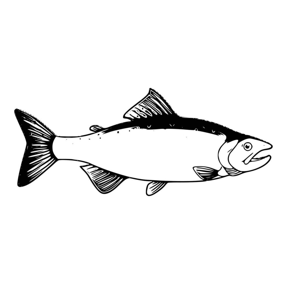 noir et blanc de grande bouche basse poisson vecteur