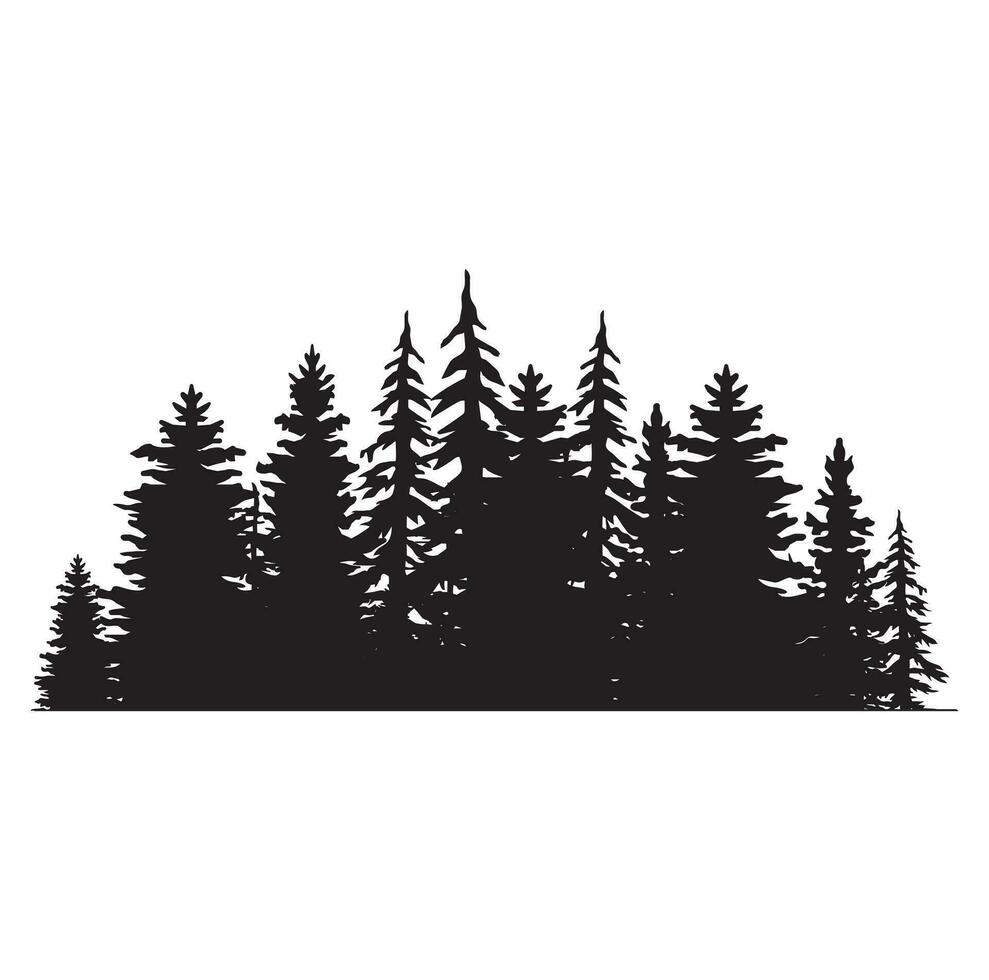 arbres vintage et silhouettes de forêts définies dans une illustration vectorielle isolée de style monochrome vecteur