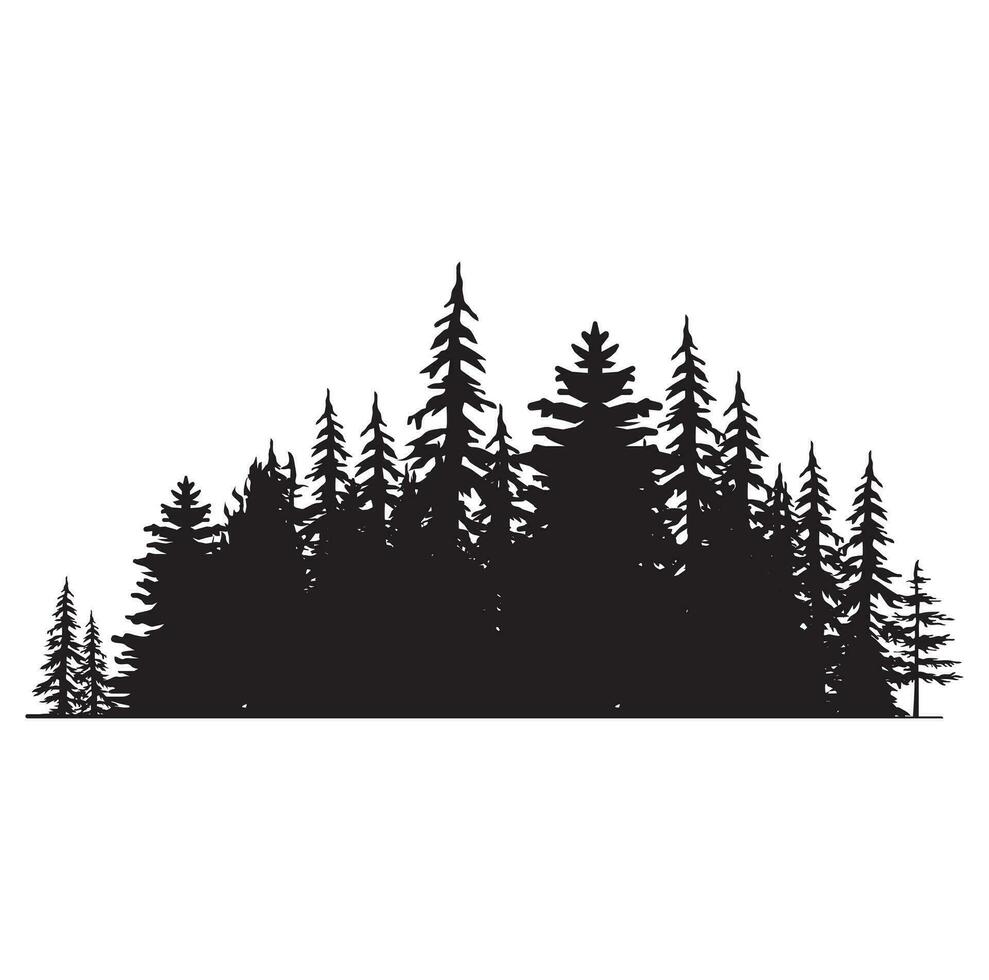 arbres vintage et silhouettes de forêts définies dans une illustration vectorielle isolée de style monochrome vecteur