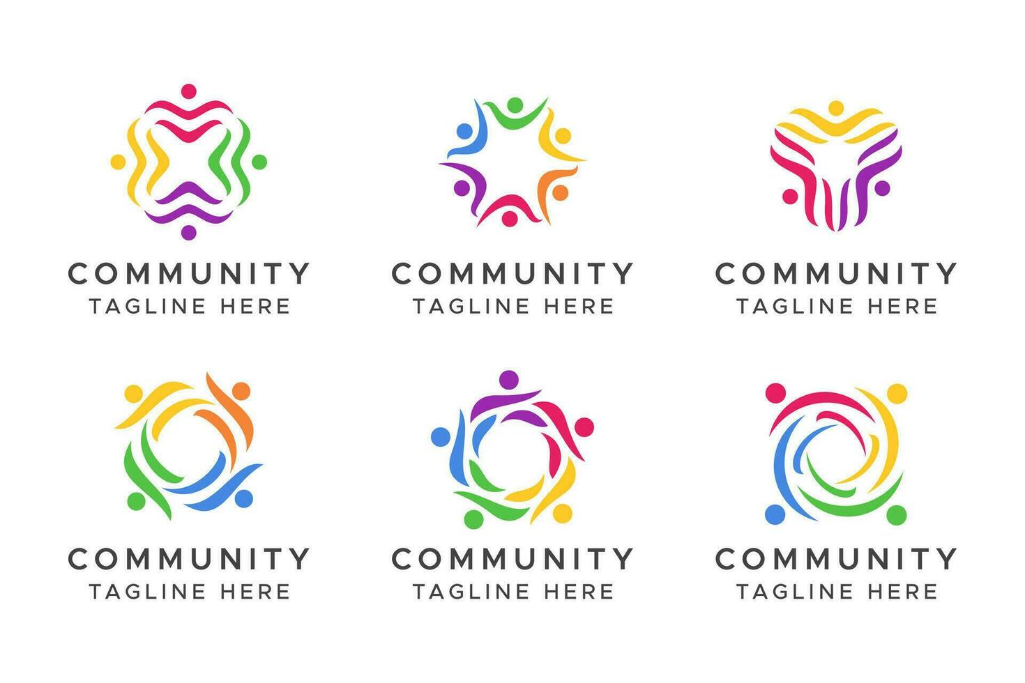 Créatif la diversité coloré signe symbole. unité et solidarité sur cercle forme. ensemble et travail en équipe logo. vecteur