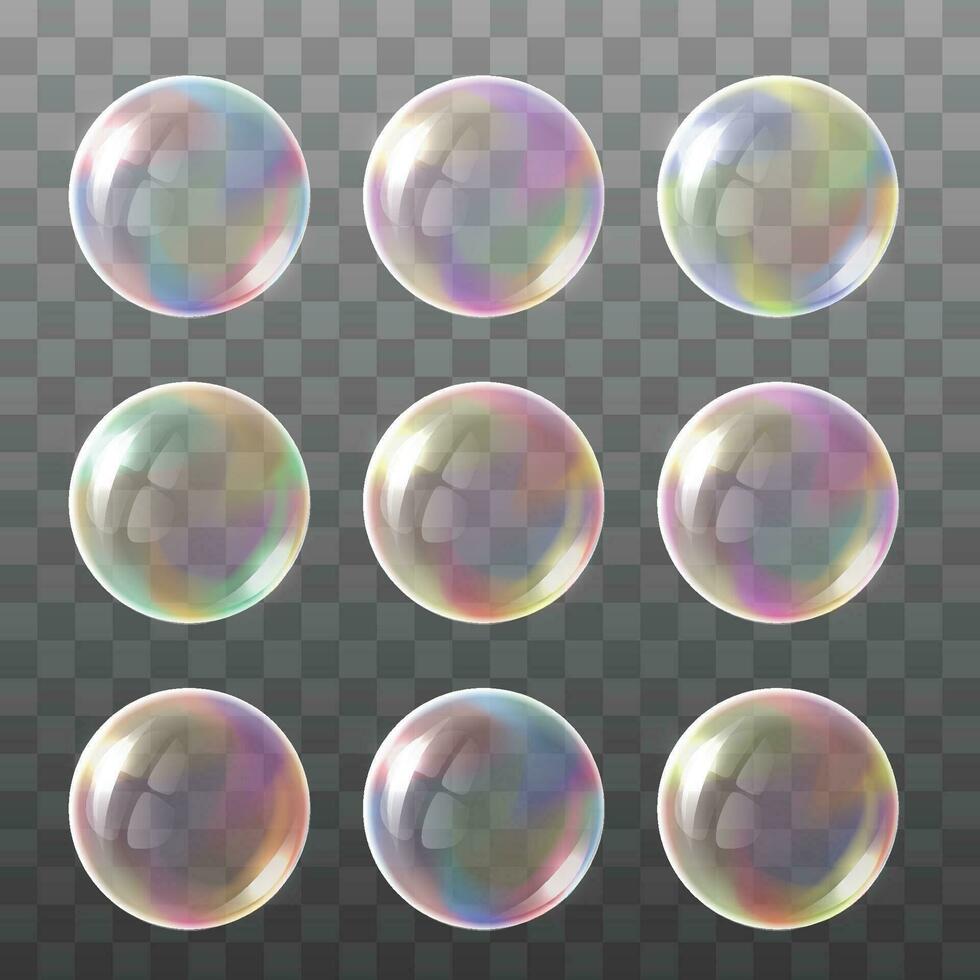 vecteur transparent multicolore savon bulles ensemble sur plaid Contexte collection