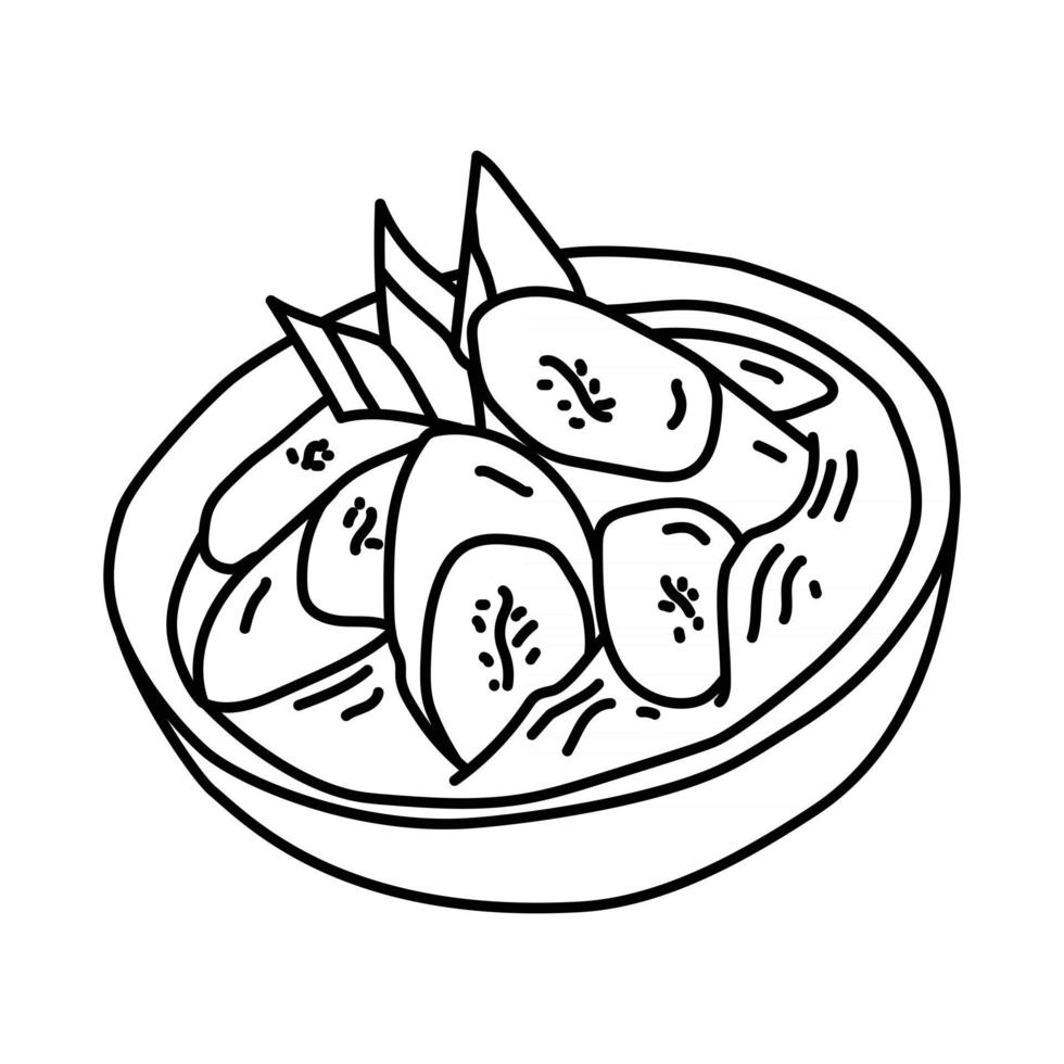 icône de kolak pisang. doodle dessinés à la main ou style d'icône de contour vecteur