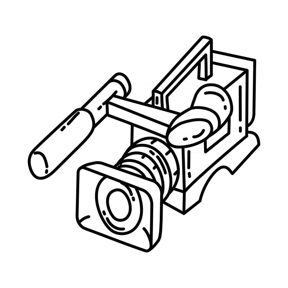 icône de nouvelles de caméra vidéo. doodle dessinés à la main ou style d'icône de contour vecteur