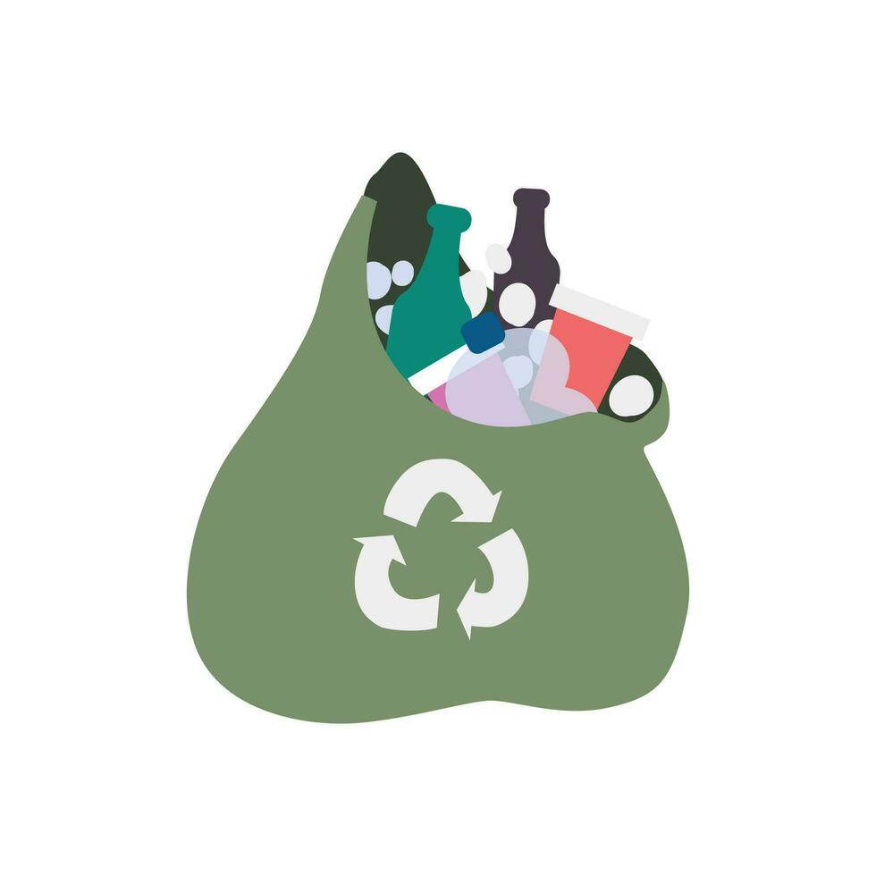 vecteur beaucoup piles de poubelle avec Plastique Sacs et bouteilles illustration