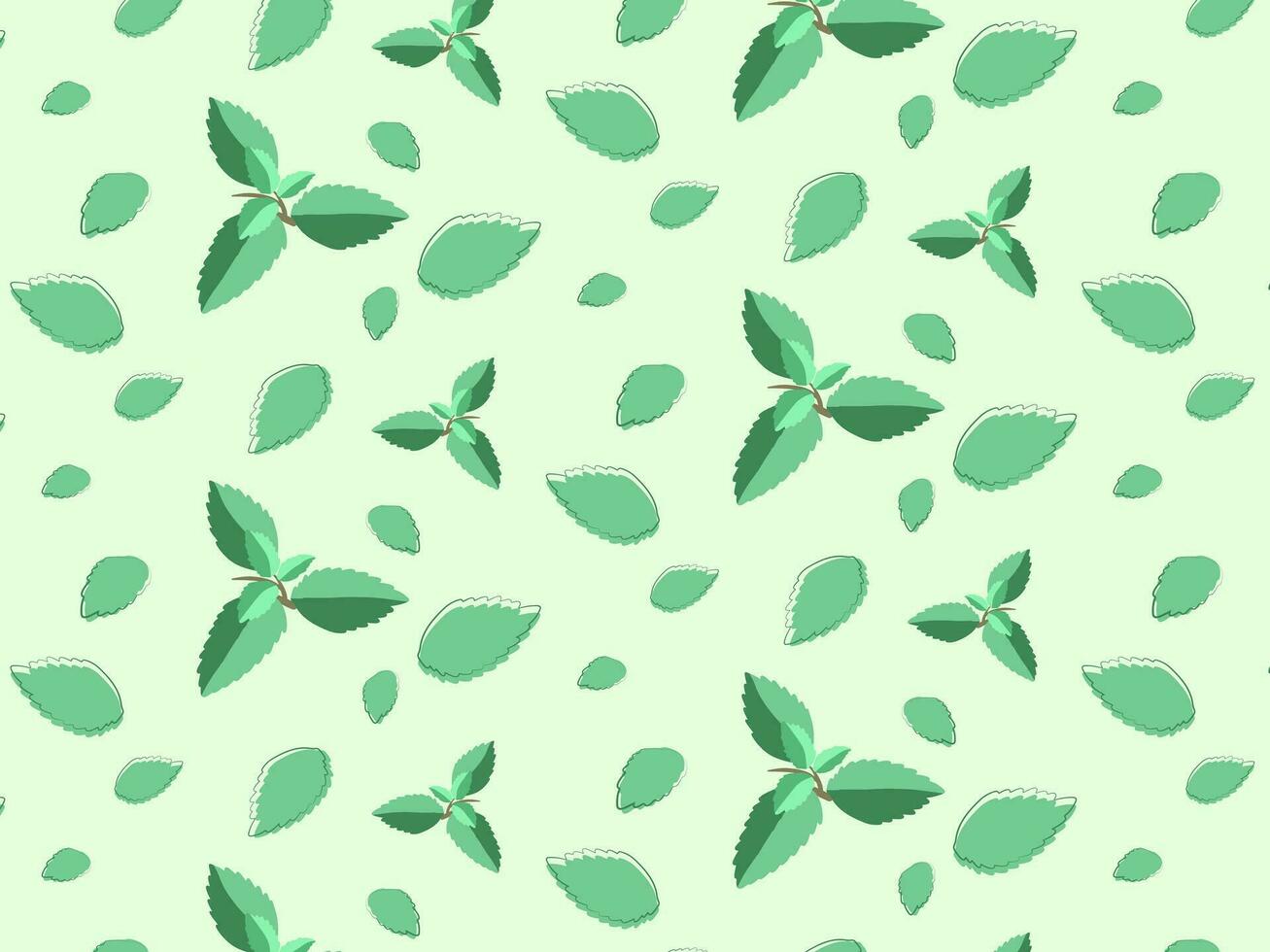 menthe, menthe sans couture modèle avec feuilles sur une vert Contexte vecteur