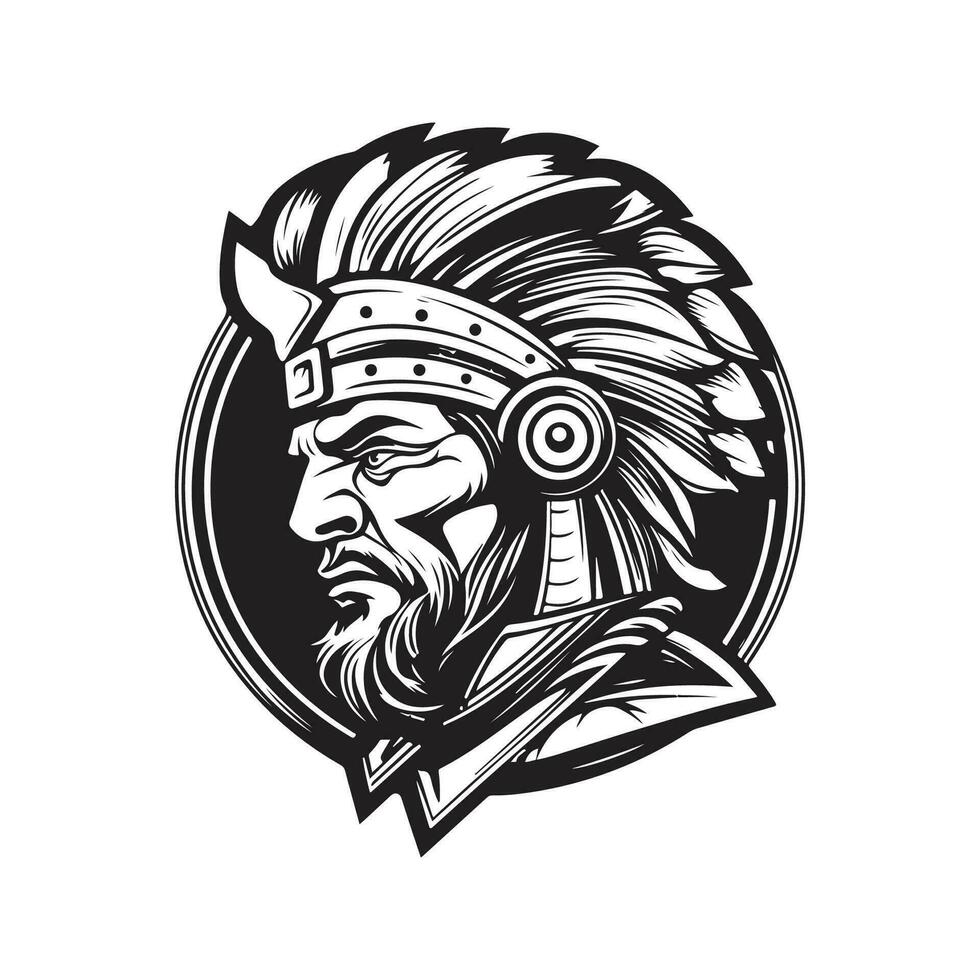 guerrier voleur, ancien logo ligne art concept noir et blanc couleur, main tiré illustration vecteur
