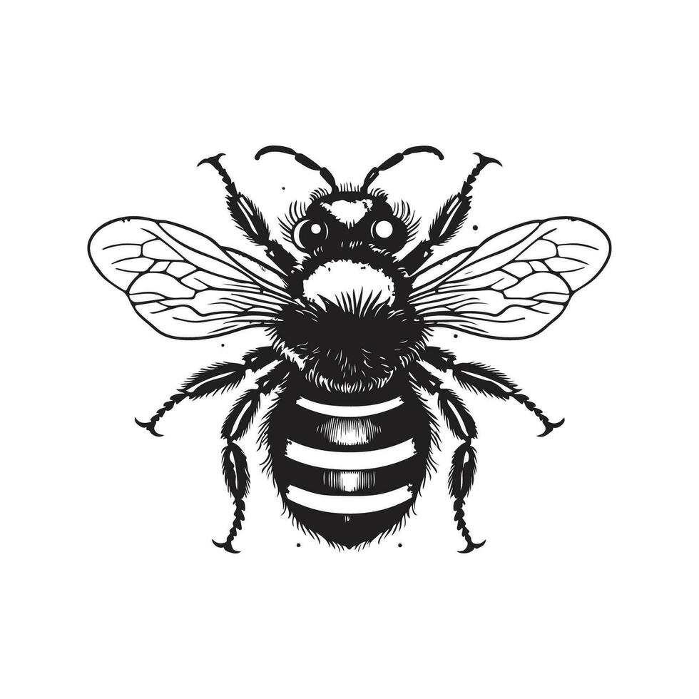 bourdon, ancien logo ligne art concept noir et blanc couleur, main tiré illustration vecteur