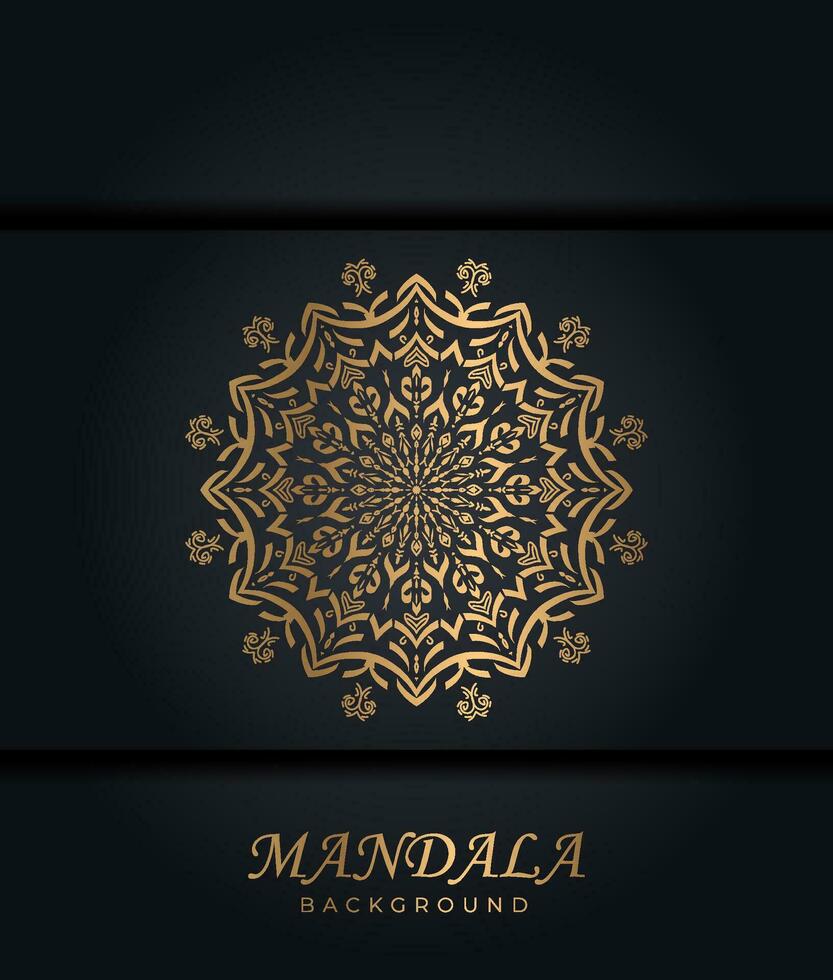 fond de conception de mandala ornemental de luxe en couleur or vecteur