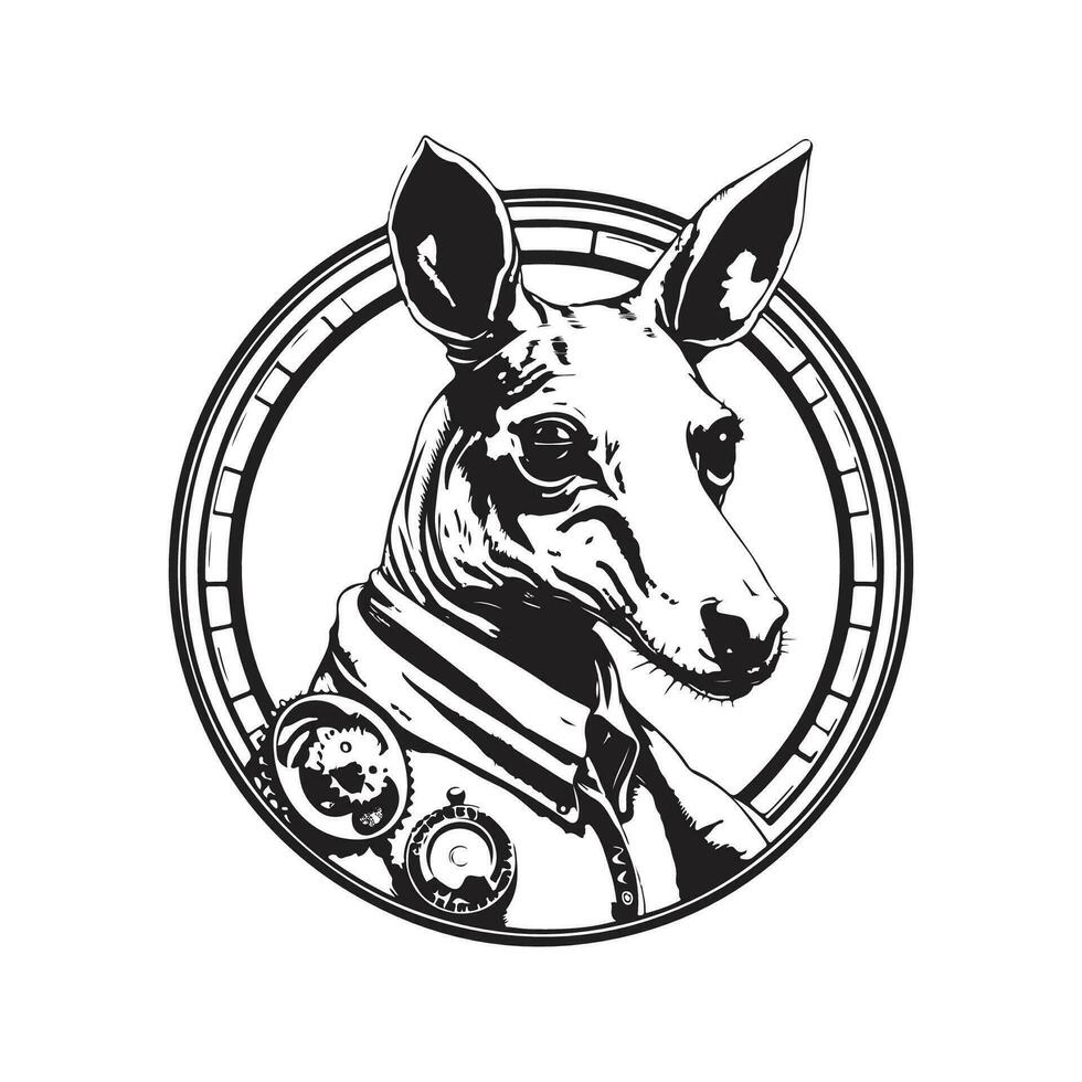 okapi inventeur, ancien logo ligne art concept noir et blanc couleur, main tiré illustration vecteur