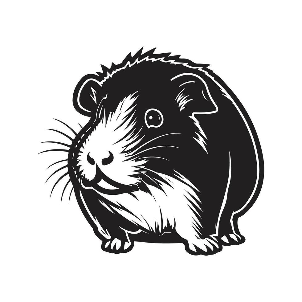 Guinée porc mascotte, ancien logo ligne art concept noir et blanc couleur, main tiré illustration vecteur