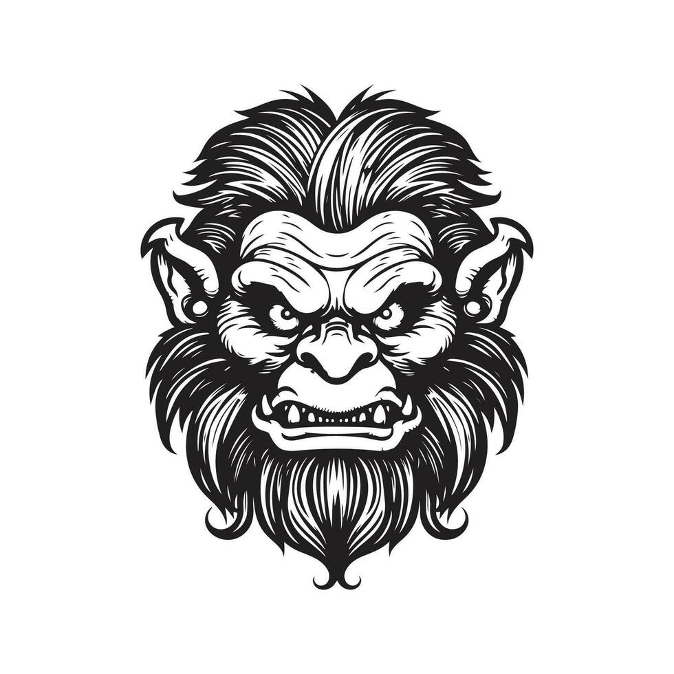 troll, ancien logo ligne art concept noir et blanc couleur, main tiré illustration vecteur