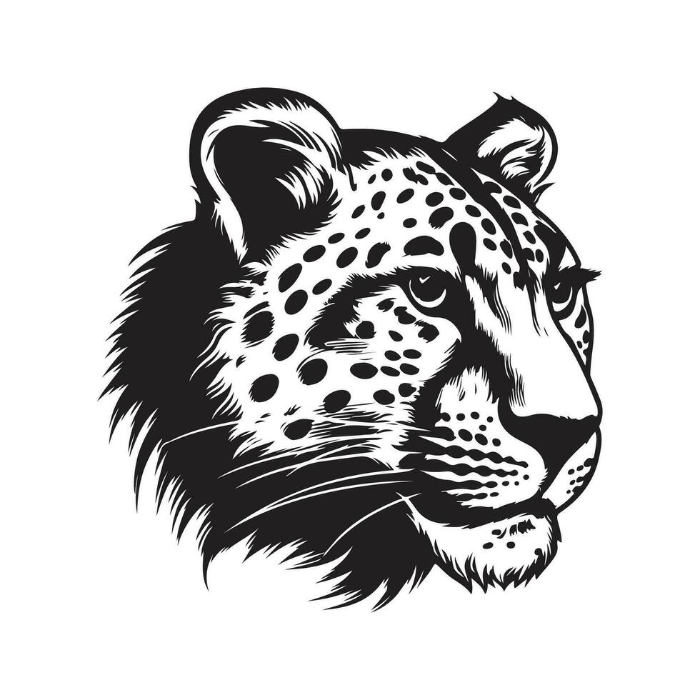 guépard mascotte, ancien logo ligne art concept noir et blanc couleur, main tiré illustration vecteur