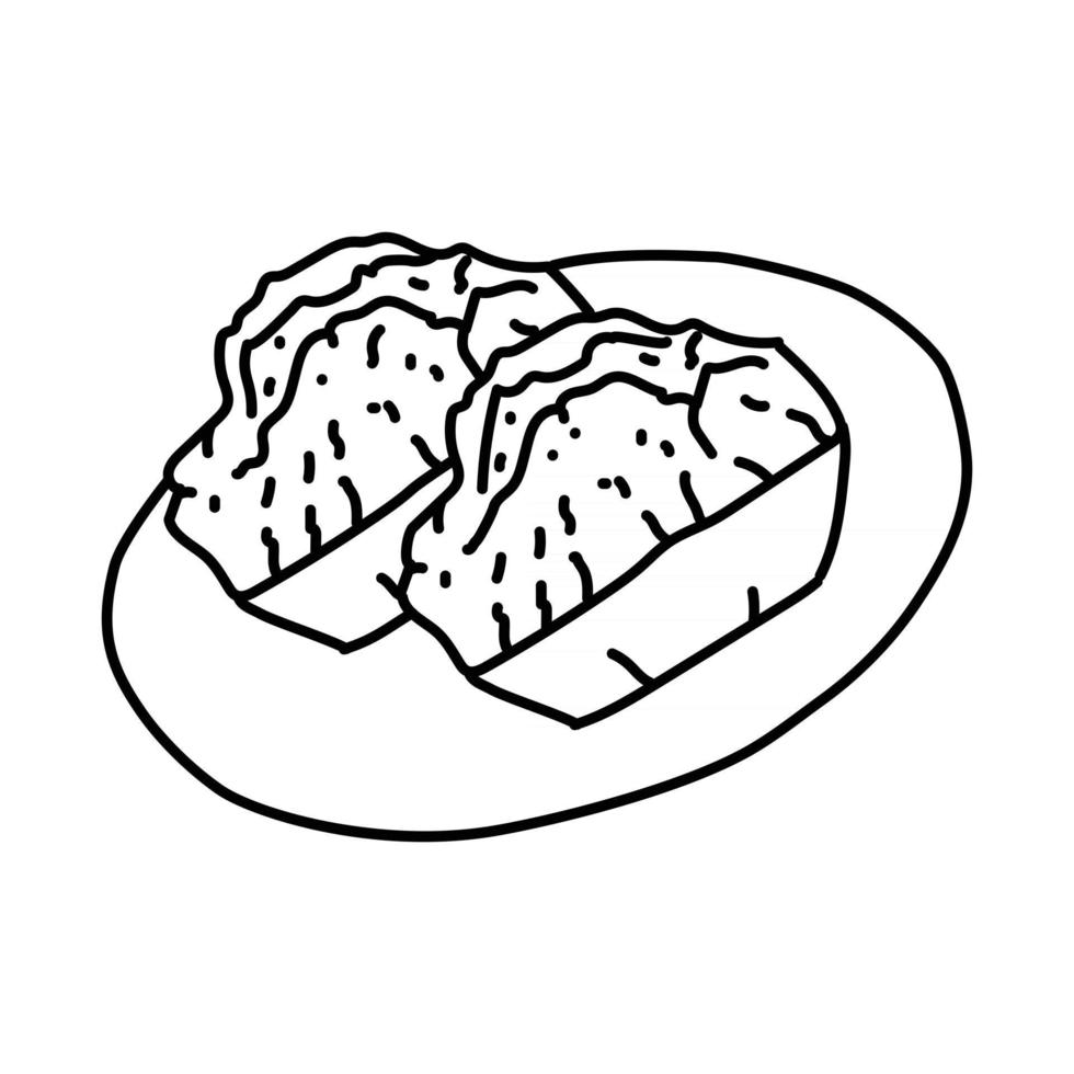 icône kue balok. doodle dessinés à la main ou style d'icône de contour vecteur